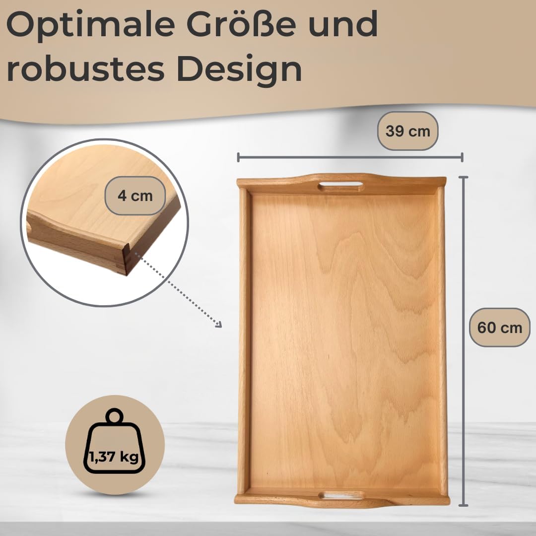 Holz-Serviertablett, Serviertablett Natur Buche Lackiert