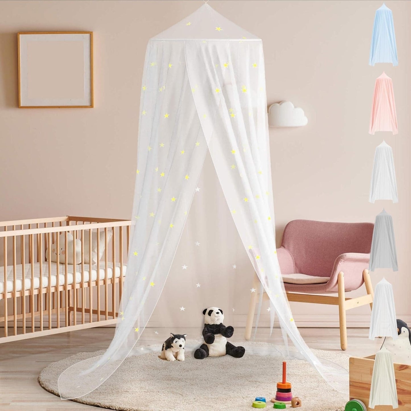 Baldachin für das Kinderzimmer, Transparent mit Sternen