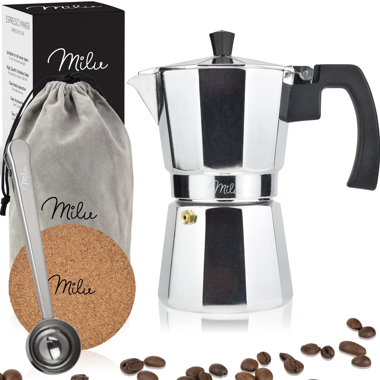 Espressokocher für 6 Tassen, Aluminium 6 Tassen (300ml)