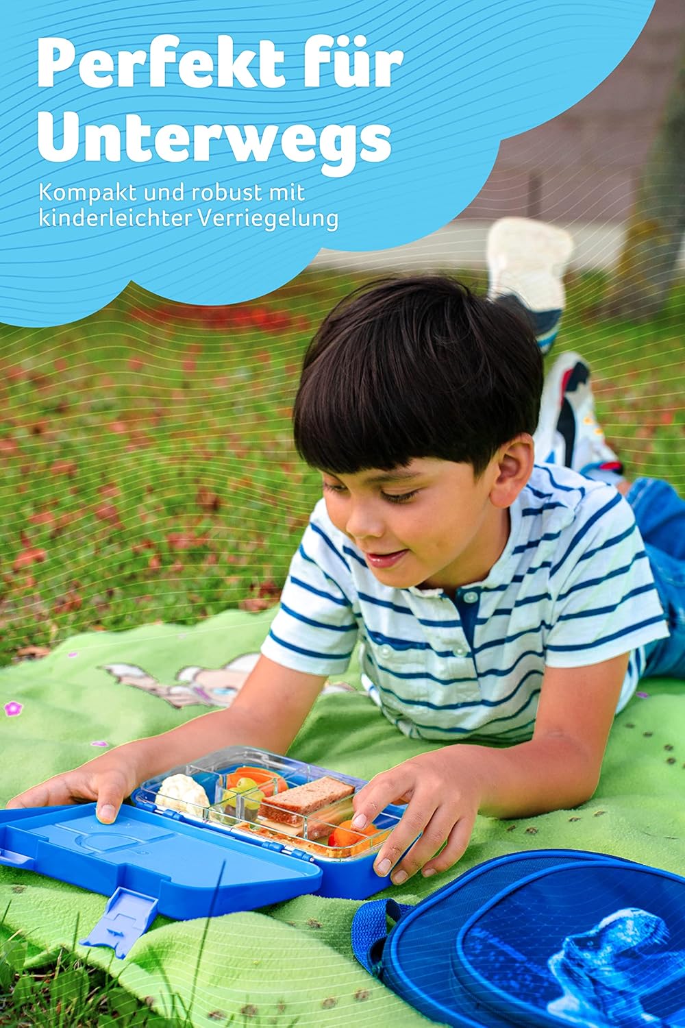 Brotdose für Kinder mit 6 Fächern, Blau