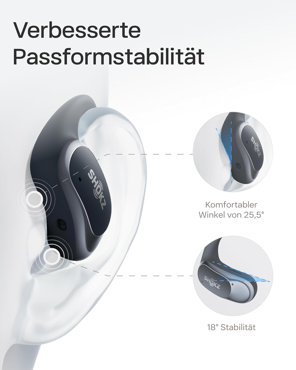 Open-Ear Bluetooth Ohrhörer, Schwarz