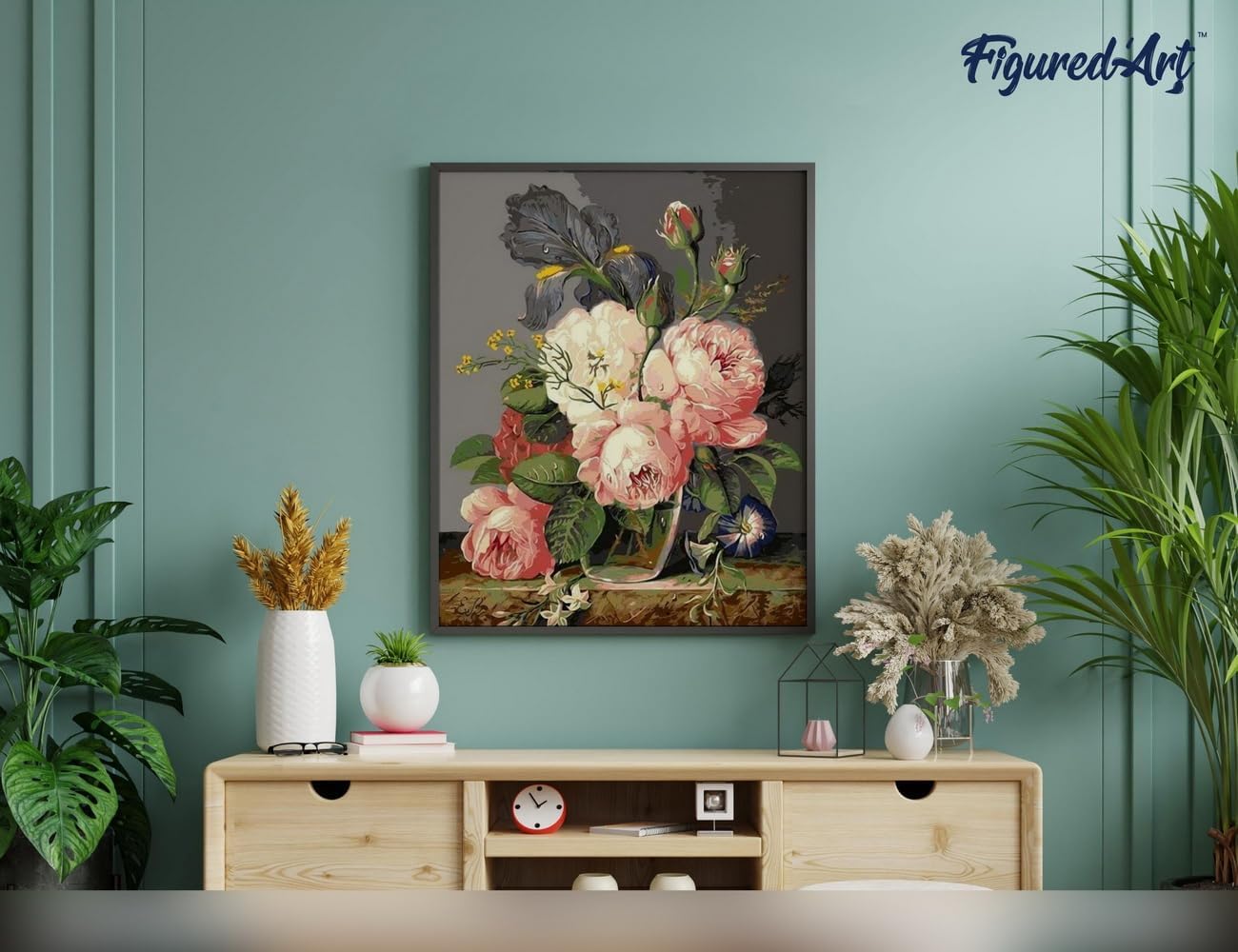 Malen nach Zahlen Set mit Rahmen Wildblumenstrauss, Wildblumenstrauß 40x50cm Mit Keilrahmen (nicht gespannt)
