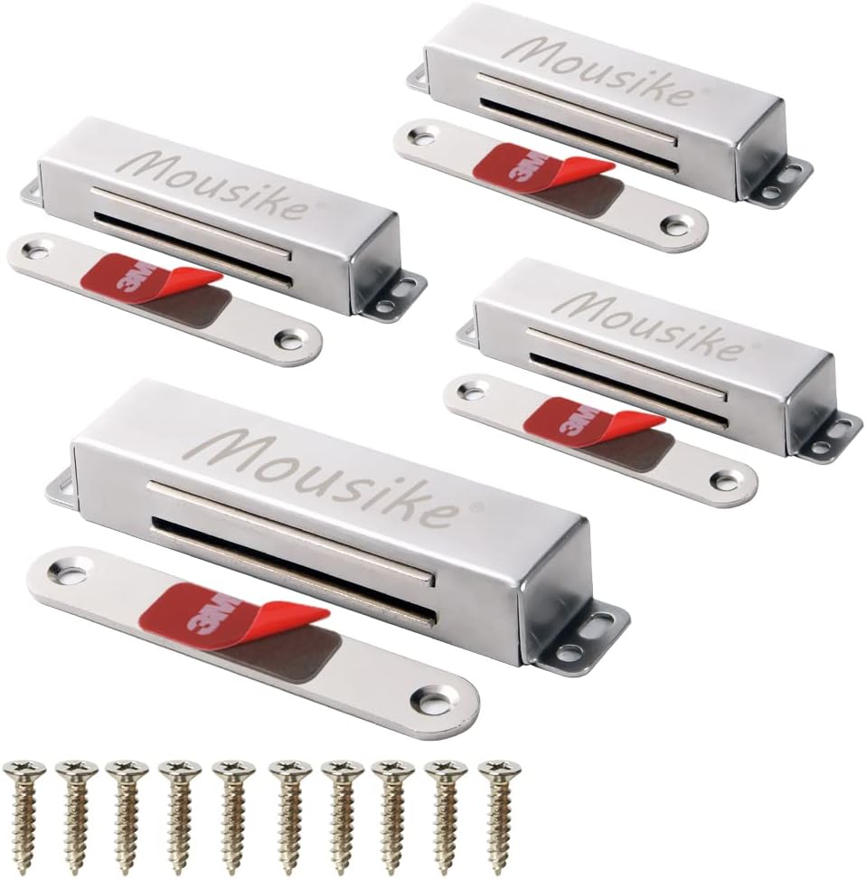 4er-Pack Magnetischer Türverschluss Heavy Duty, 4 Pack, Silber