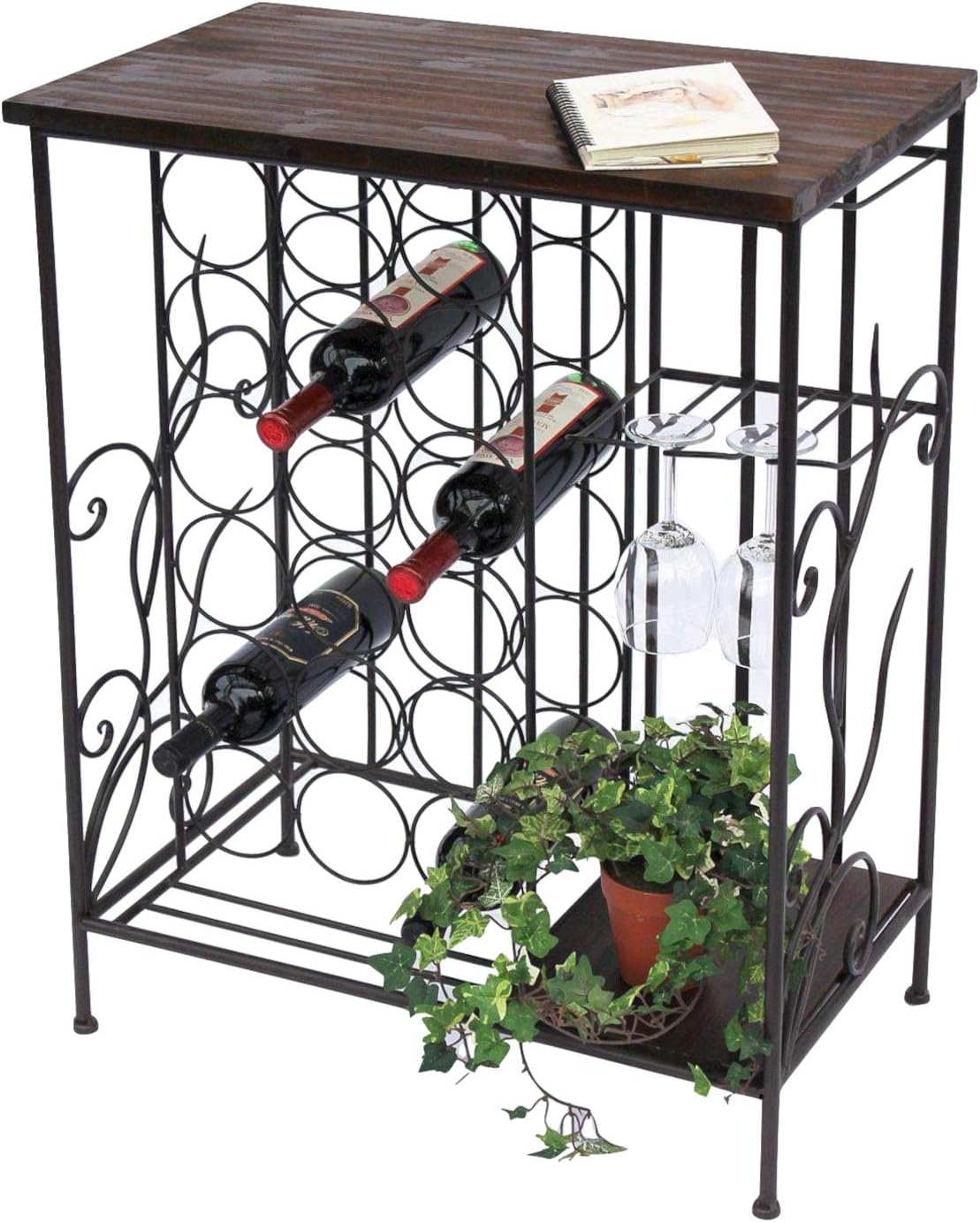 Weinregal mit Glashalter und Ablage 12977