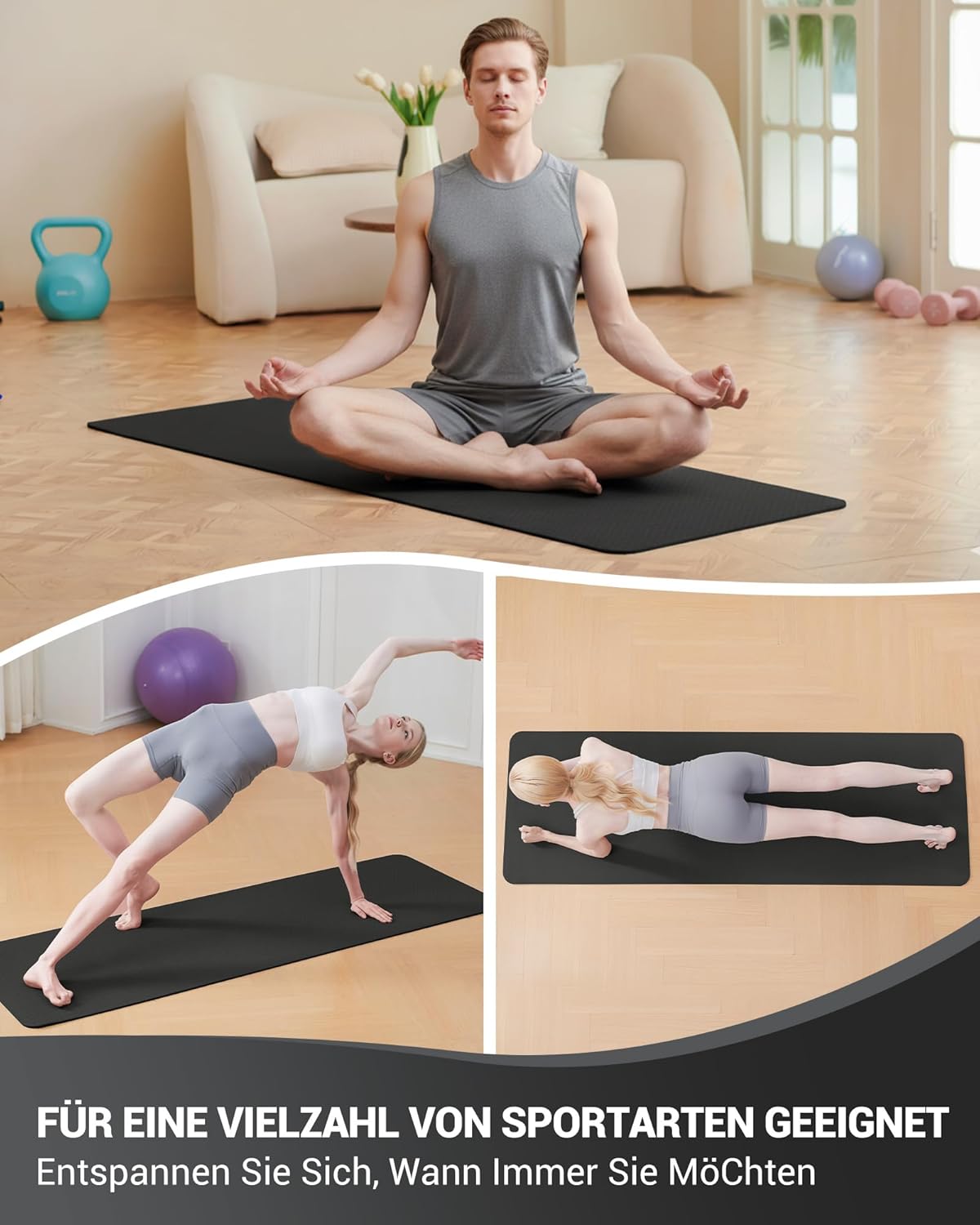 Good Nite Yogamatte, Schwarz 6 mm