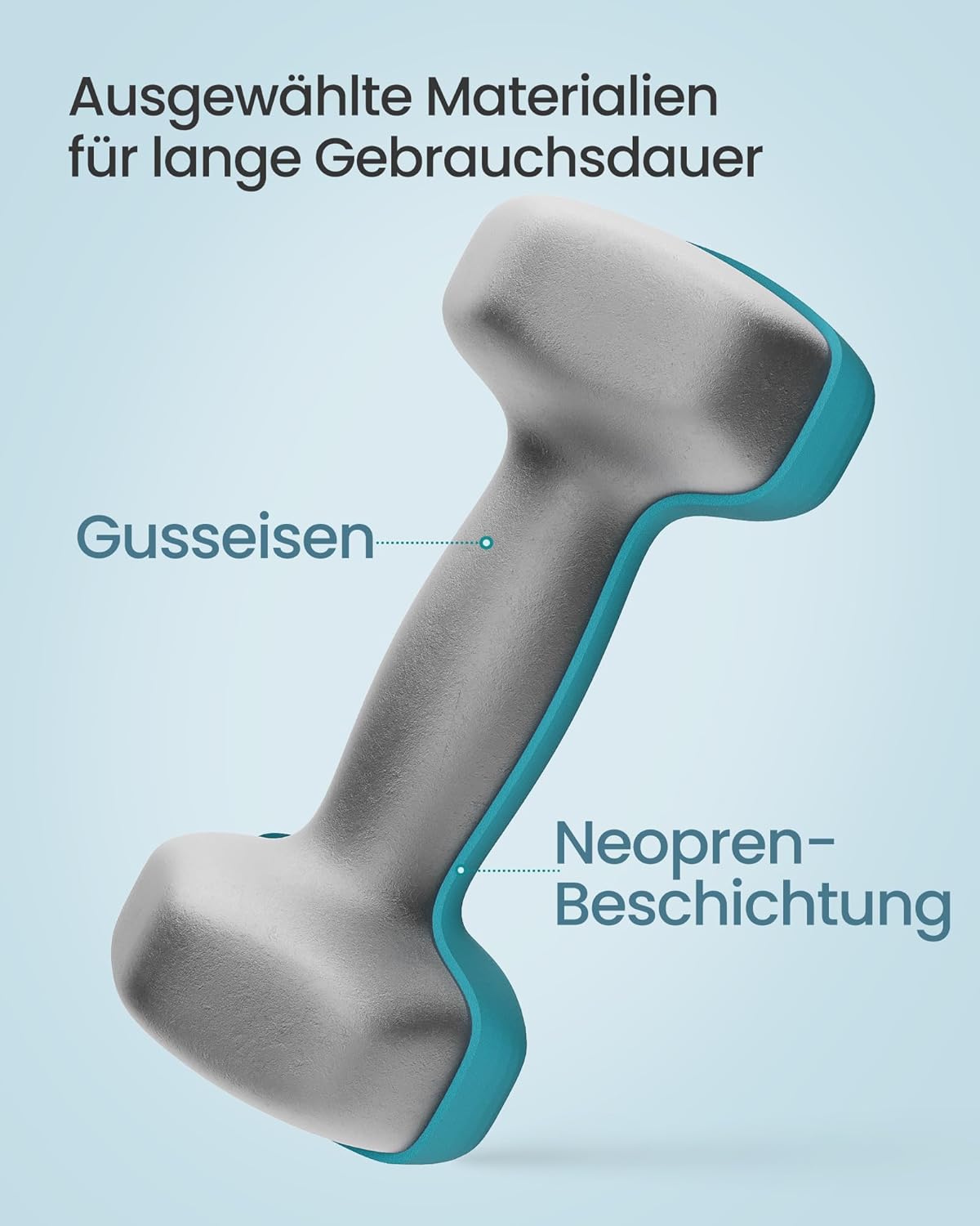 Hantel-Set mit Neopren-Beschichtung, 12kg,limettengrün + aquamarin + hellgrau