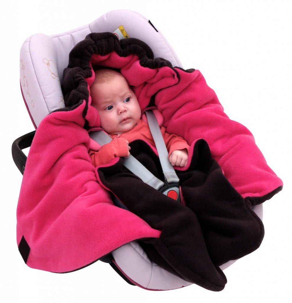 Baby Einschlagdecke für Babyschale, Velvet Dunkelgrau/Rosa