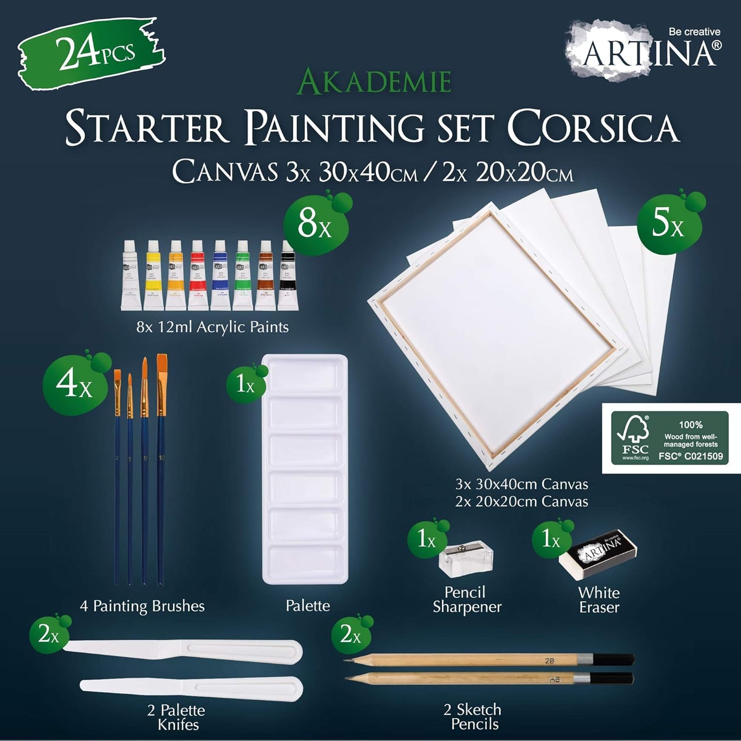24tlg Acrylfarben Set Corsica