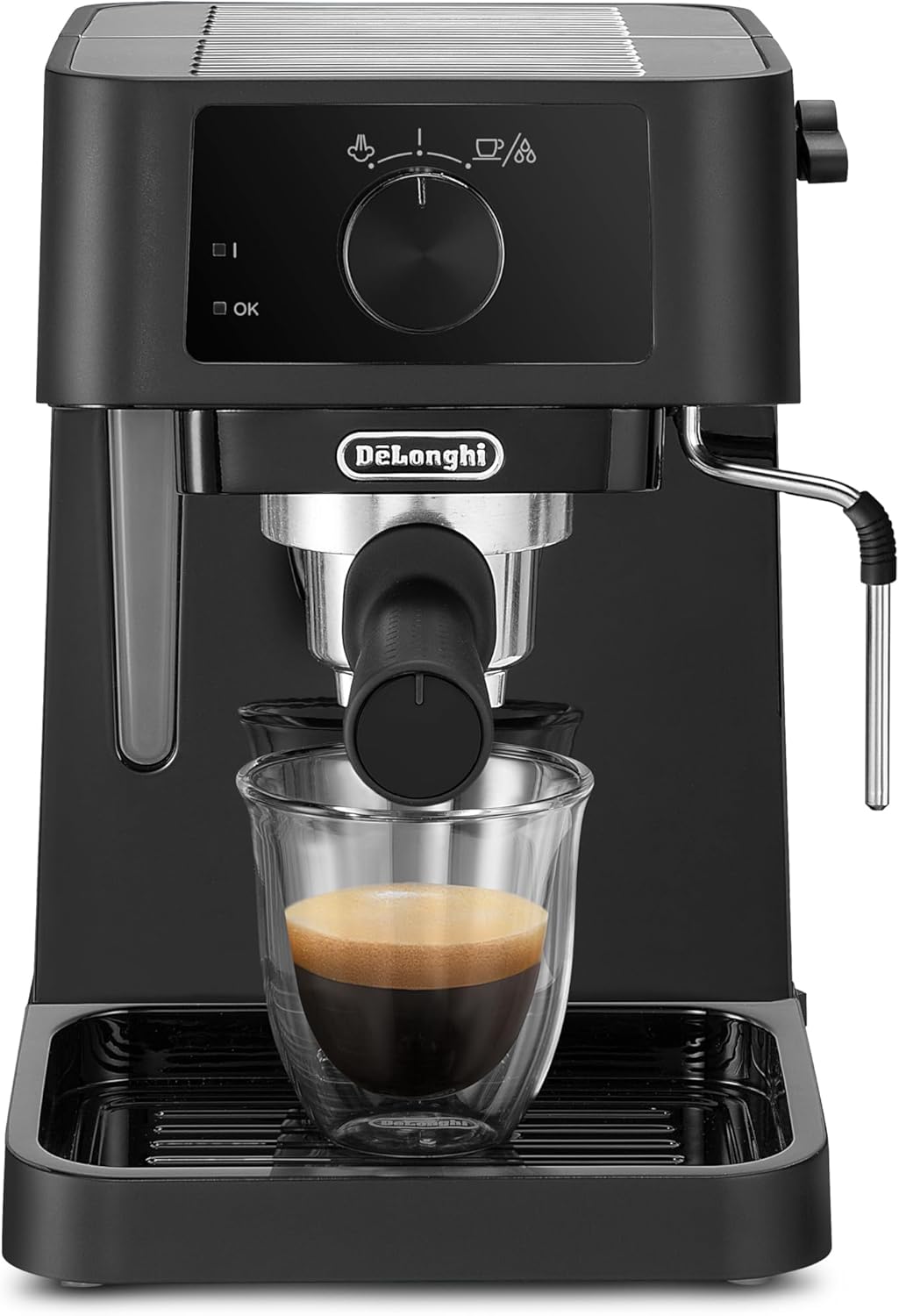 Stilosa EC 230.BK Siebträgermaschine mit Milchaufschäumer, Schwarz