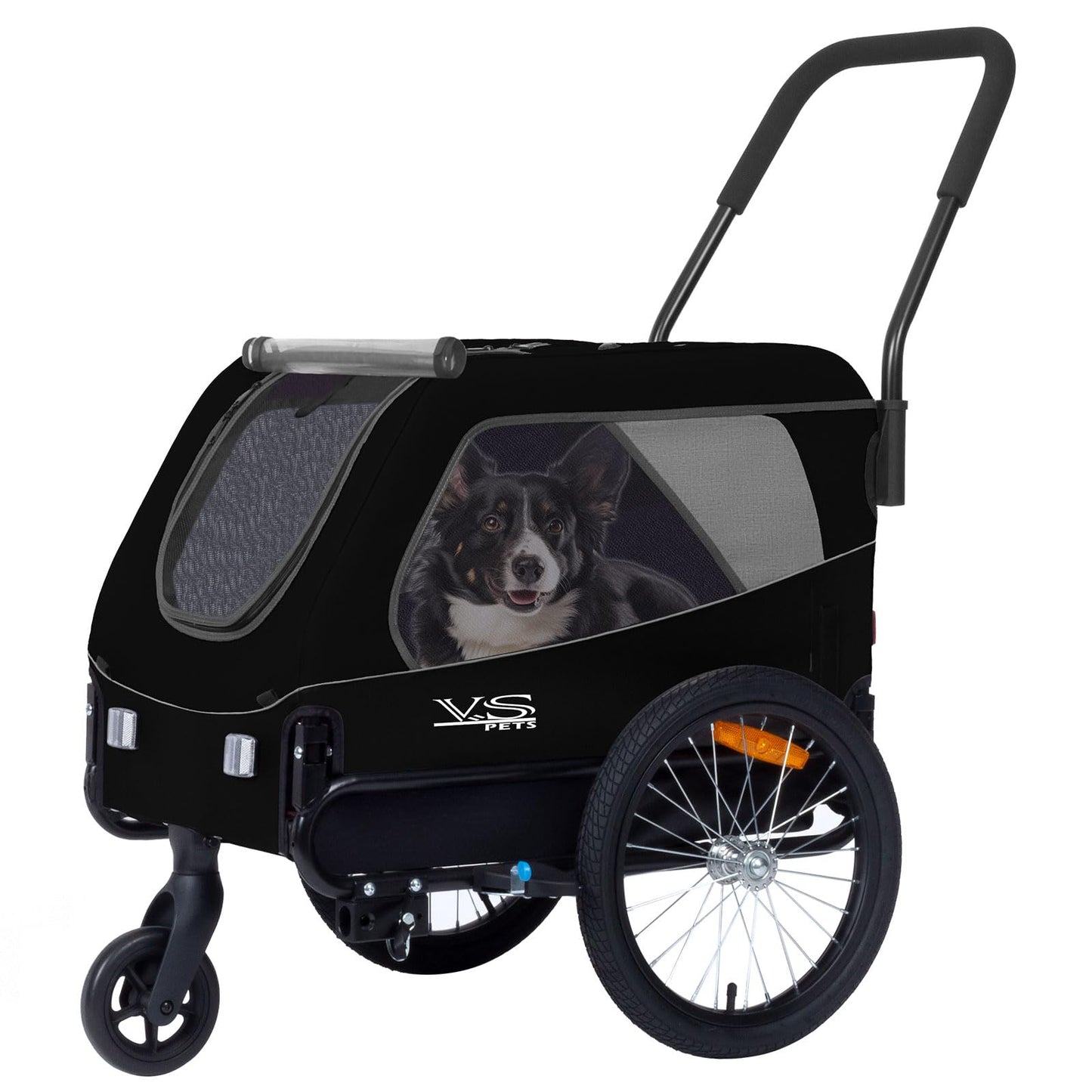 VS 2in1 Hundeanhänger & Buggy bis 23kg, Schwarz