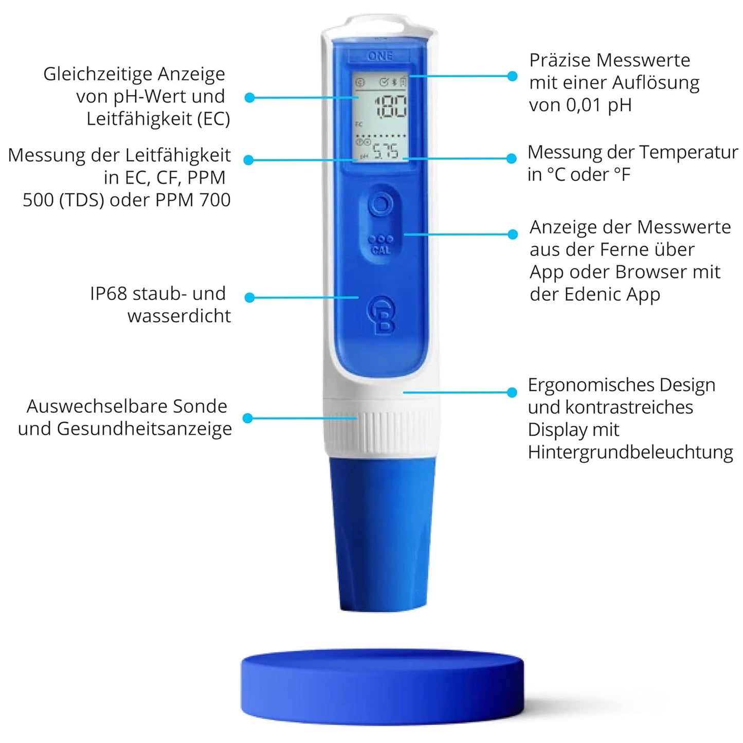 OnePen 3-in-1 Temperatur-, EC/PPM- & pH-Messgerät