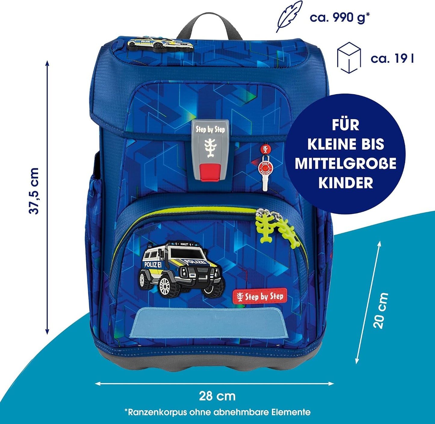 Schulranzen-Set Police Truck Charly, Police Truck Charly - Blau
