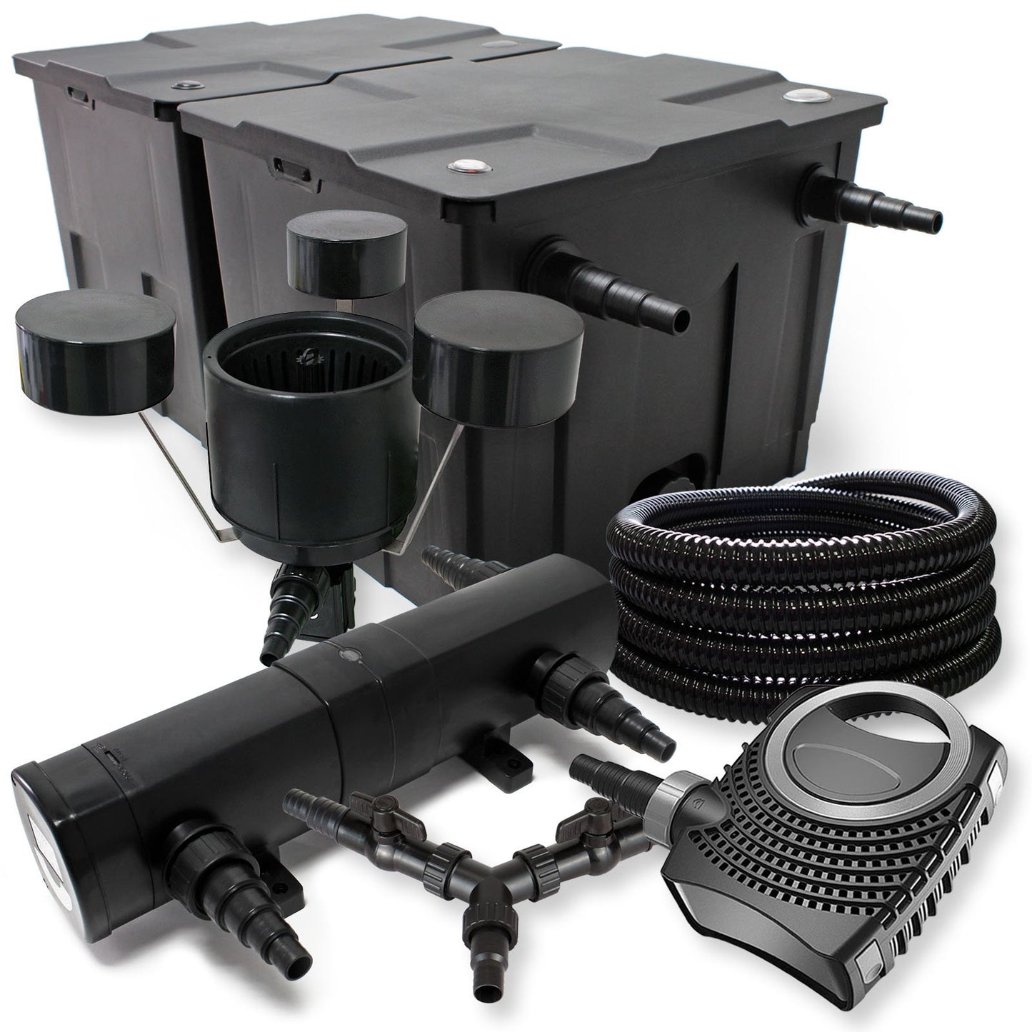 Teichfilter Komplettset bis 60000 L mit Pumpe und Klärer, CUV-236,36W,25m,CSP-250