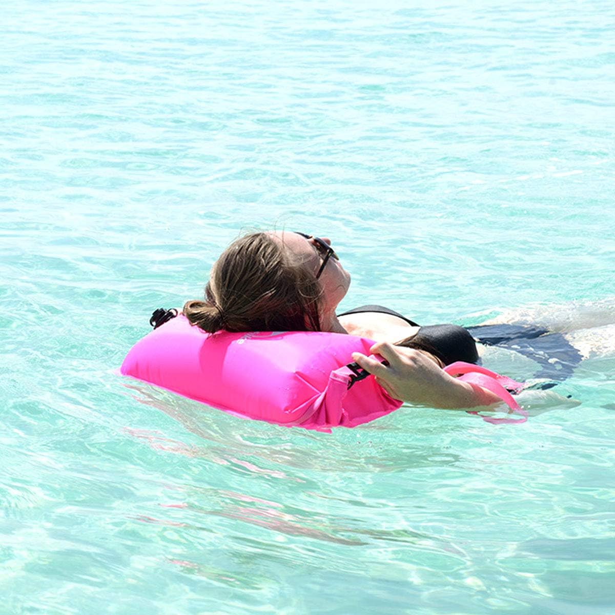 Schwimmboje mit Trockensack und verstellbarem Hüftgurt, Rosa