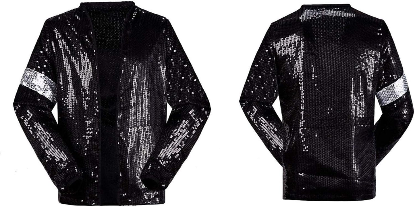 Pailetten-Anzugjacke, Schwarz 130-140