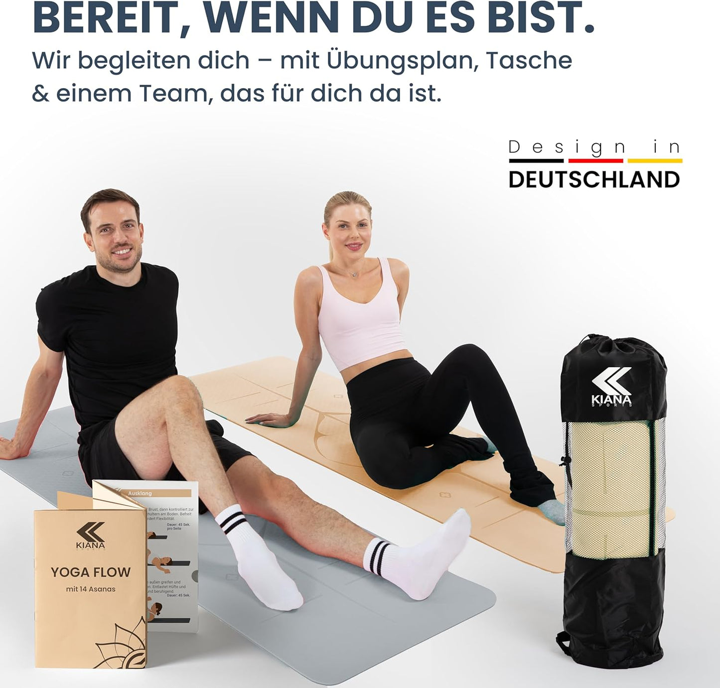 Yogamatte für Yoga & Pilates, 6 mm dick Braun