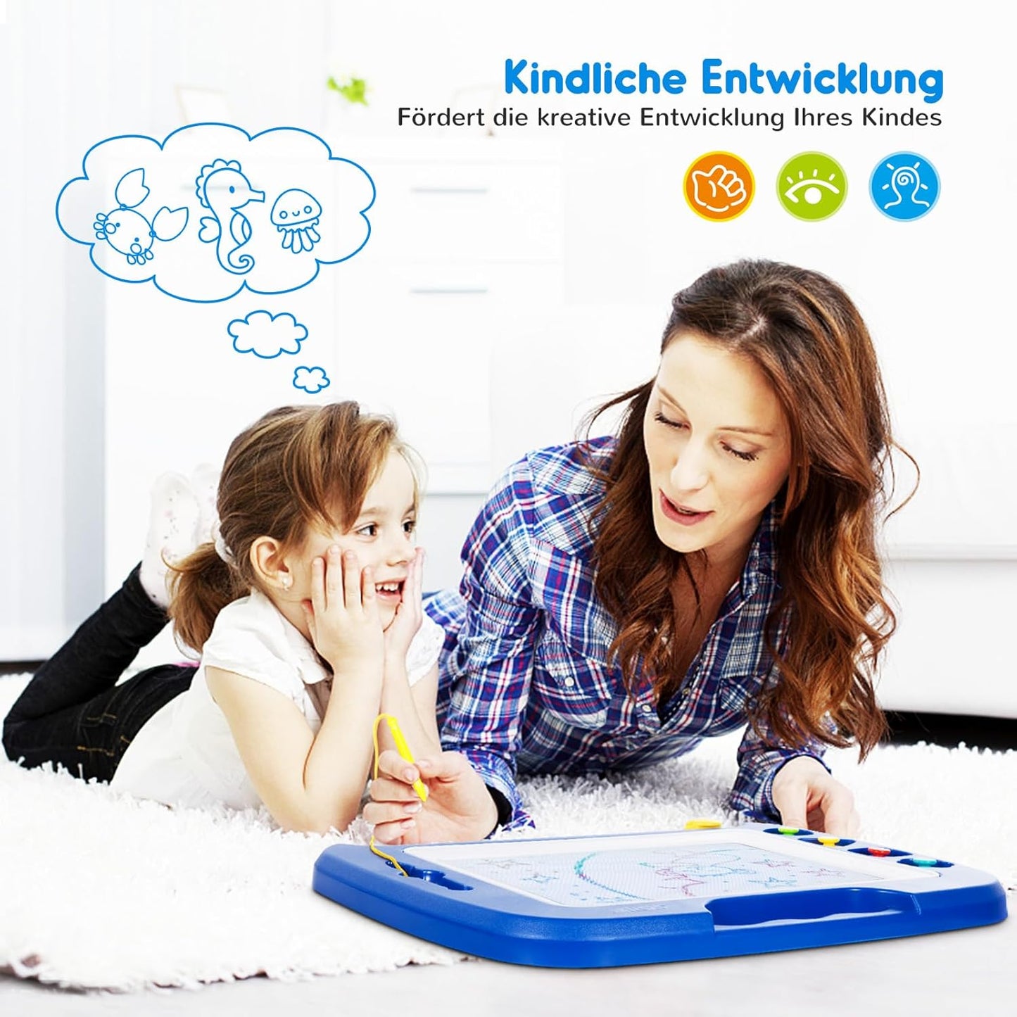 Magnetische Zaubertafel, Blau / 42B x 32H cm