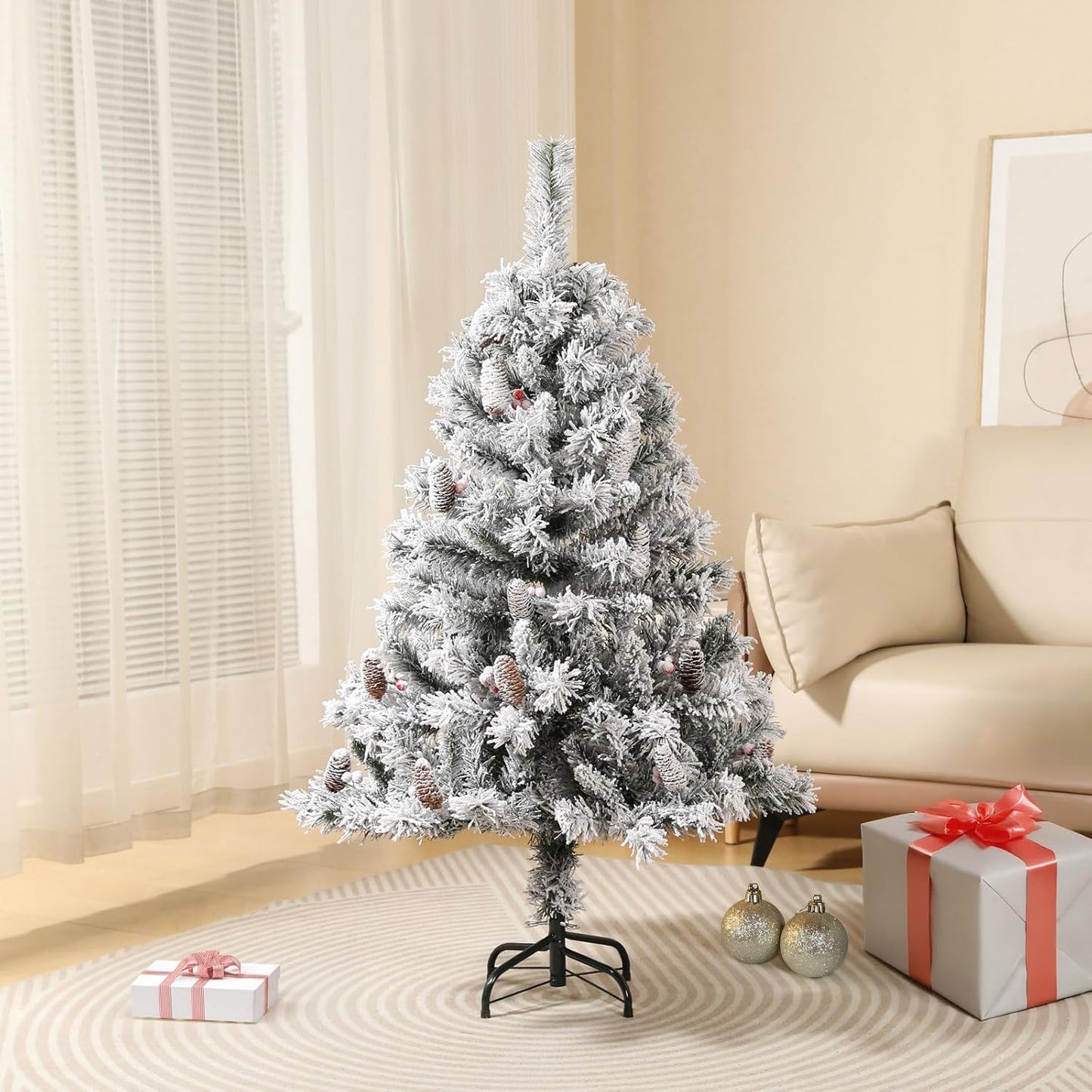 Künstlicher Weihnachtsbaum mit Klappsystem, Schnee-weiss, 150 cm