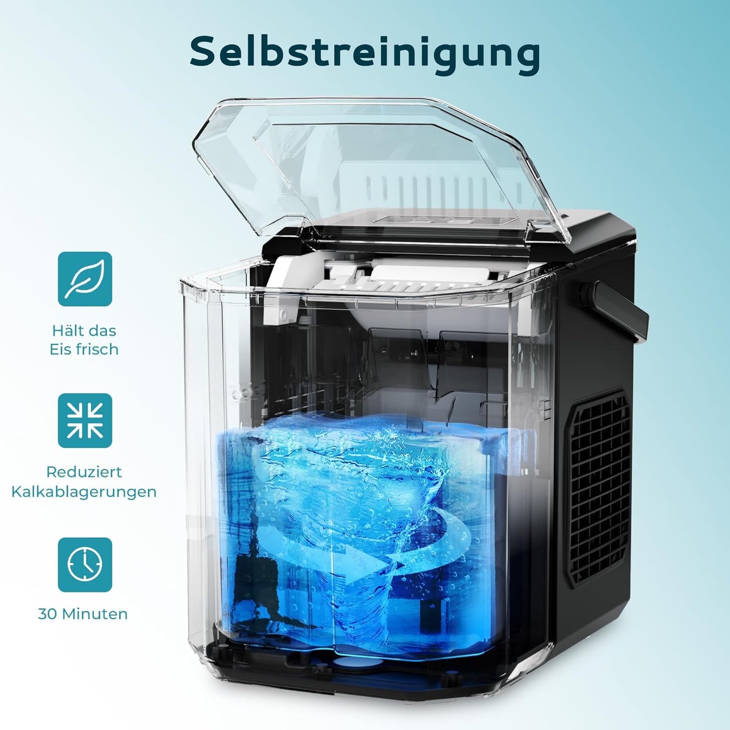 Eiswürfelmaschine, Schwarz-12kg