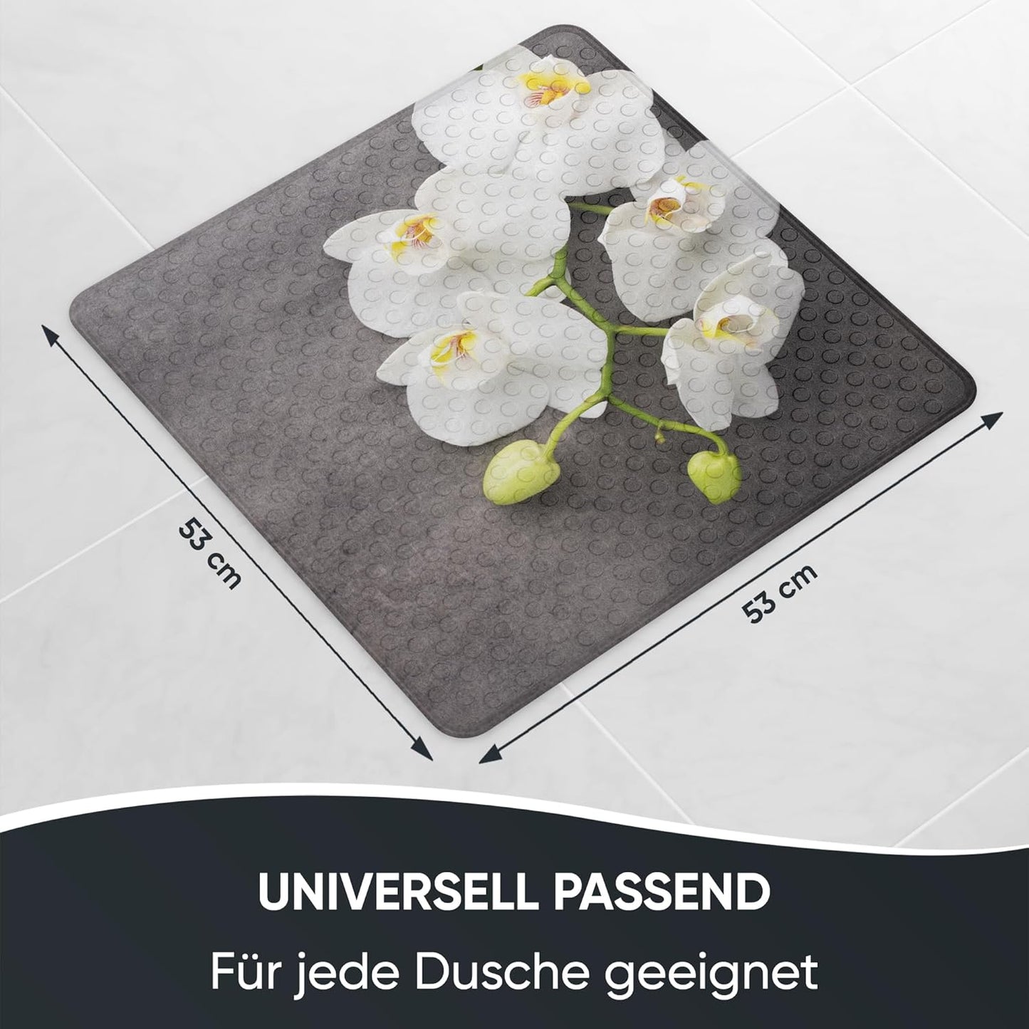 Rutschfeste Badematte 53x53 cm, maschinenwaschbar, Pretty