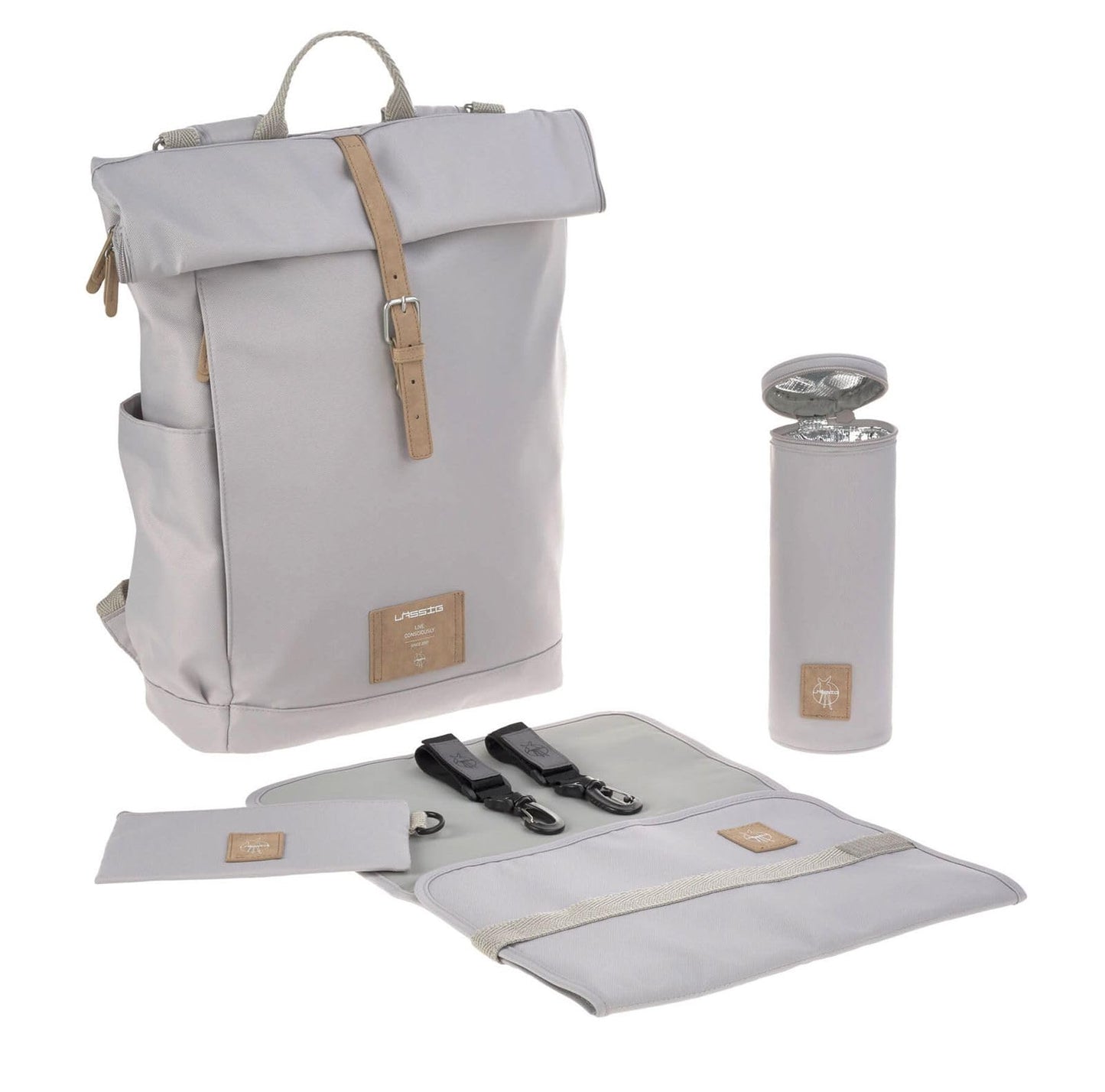 Rolltop Wickelrucksack, Grau