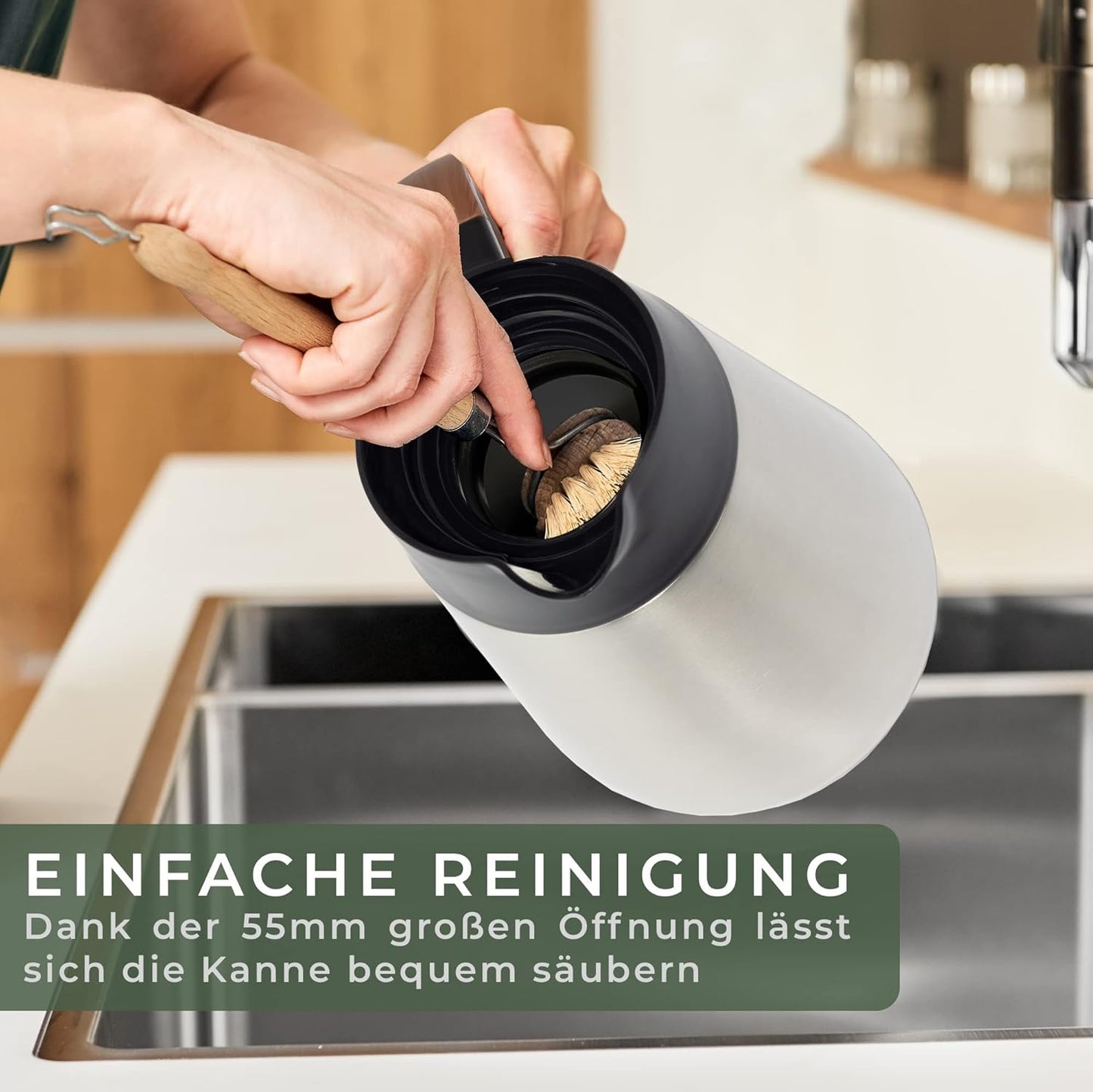 Thermoskanne mit tropffreiem Ausguss, 1.5 Liter, Edelstahl