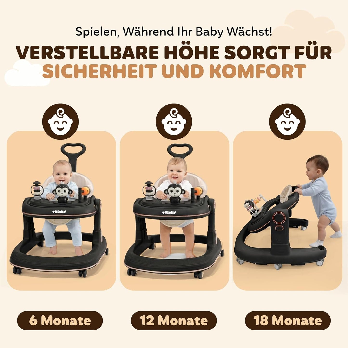 Lauflernhilfe mit Spielset und Bodenmatte, black and gold