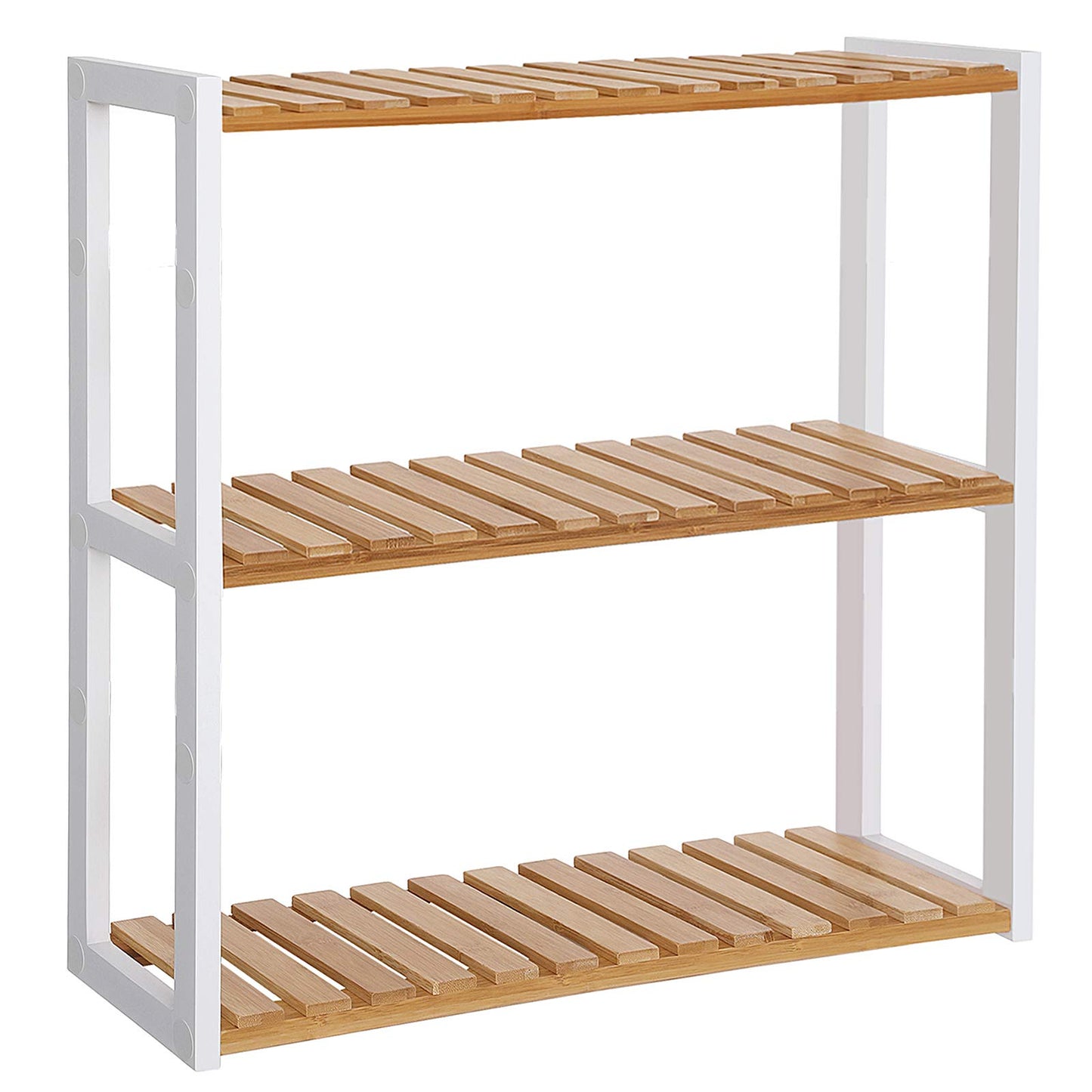 Regal BCB13WN mit 3 verstellbaren Ablagen, Weiss + Natur