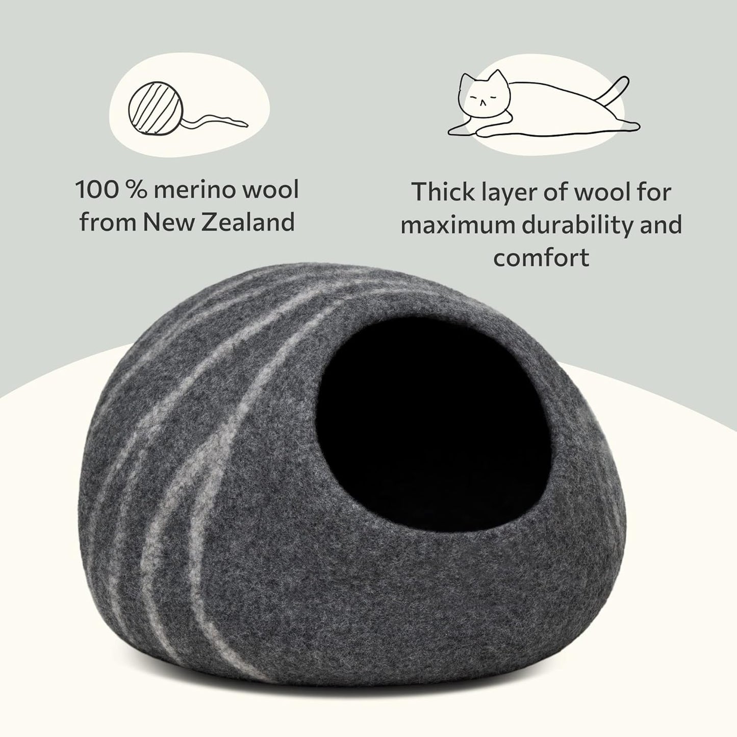 Handgefilztes Katzenbett, Dark Grey M