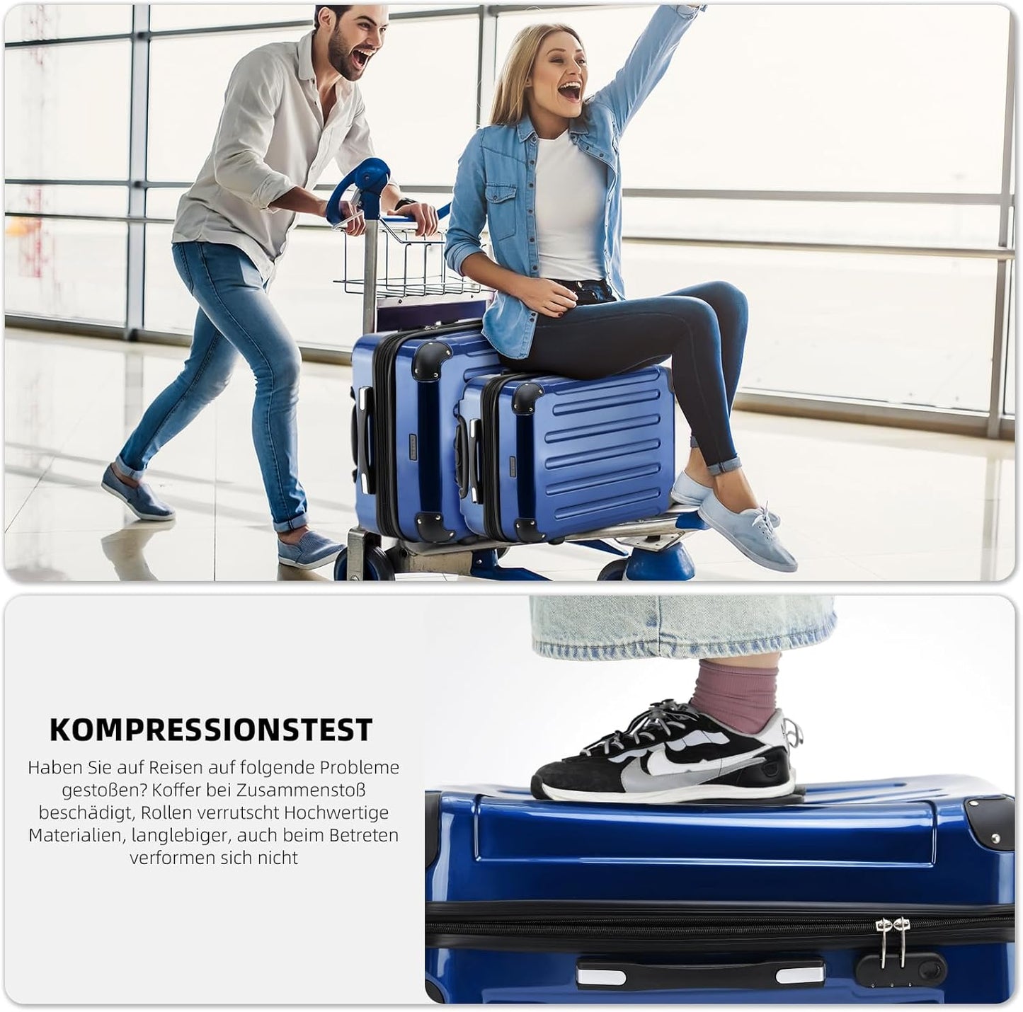 3-tlg. Hartschalenkoffer-Set, Blau SET