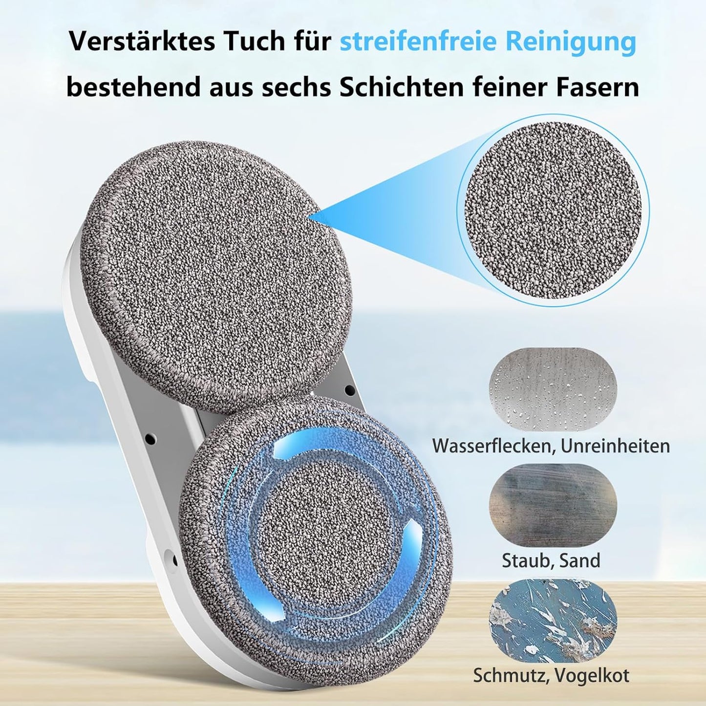 Fensterputzroboter mit Ultraschallreinigung, Weiss