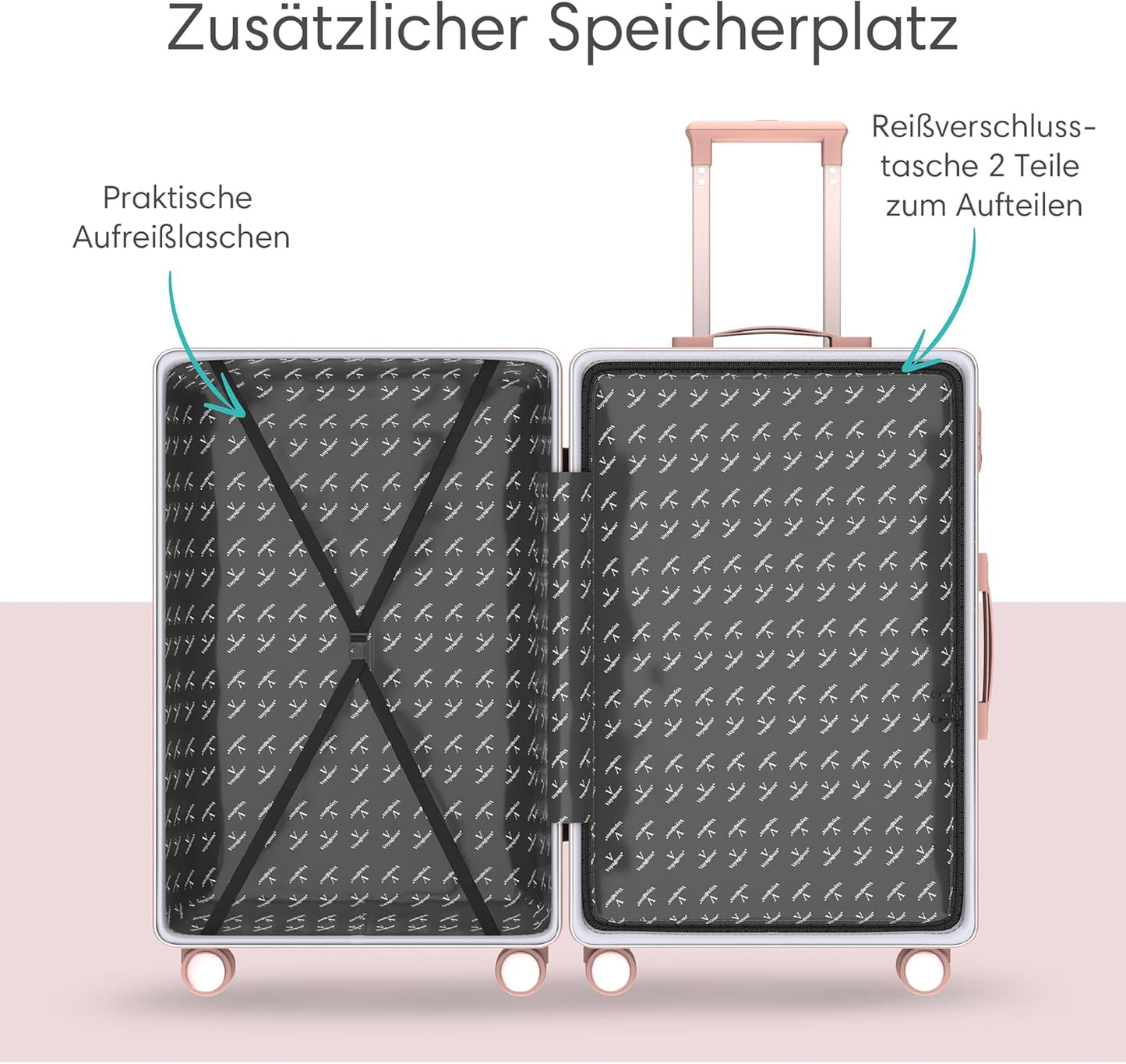 Hartschalenkofferset mit TSA-Schloss (2-teilig), 2 Telig Rose Gold