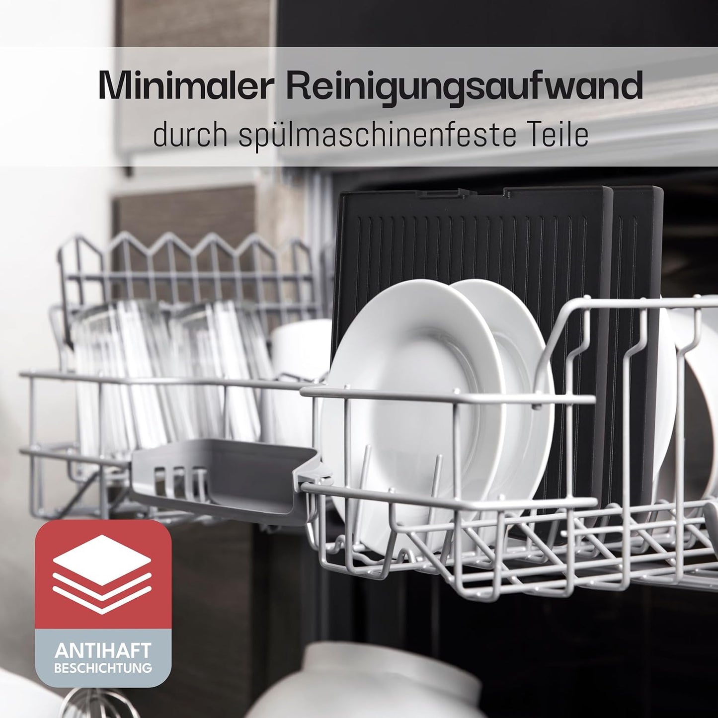 Elektro Tischgrill mit Grillzange & Spritzschutz, LBL8586