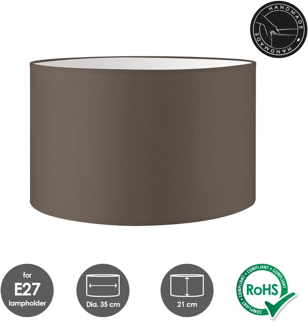 Moderner Zylinder-Lampenschirm für E27 Fassung, Beige 35cm durchmesser 21cm höhe