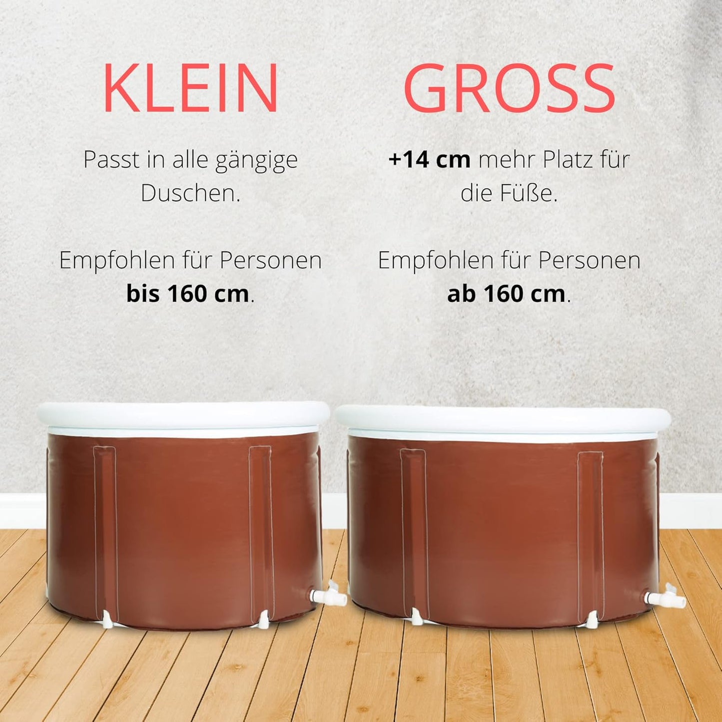 Faltbare Badewanne, 90cmØ x 55cm Braun