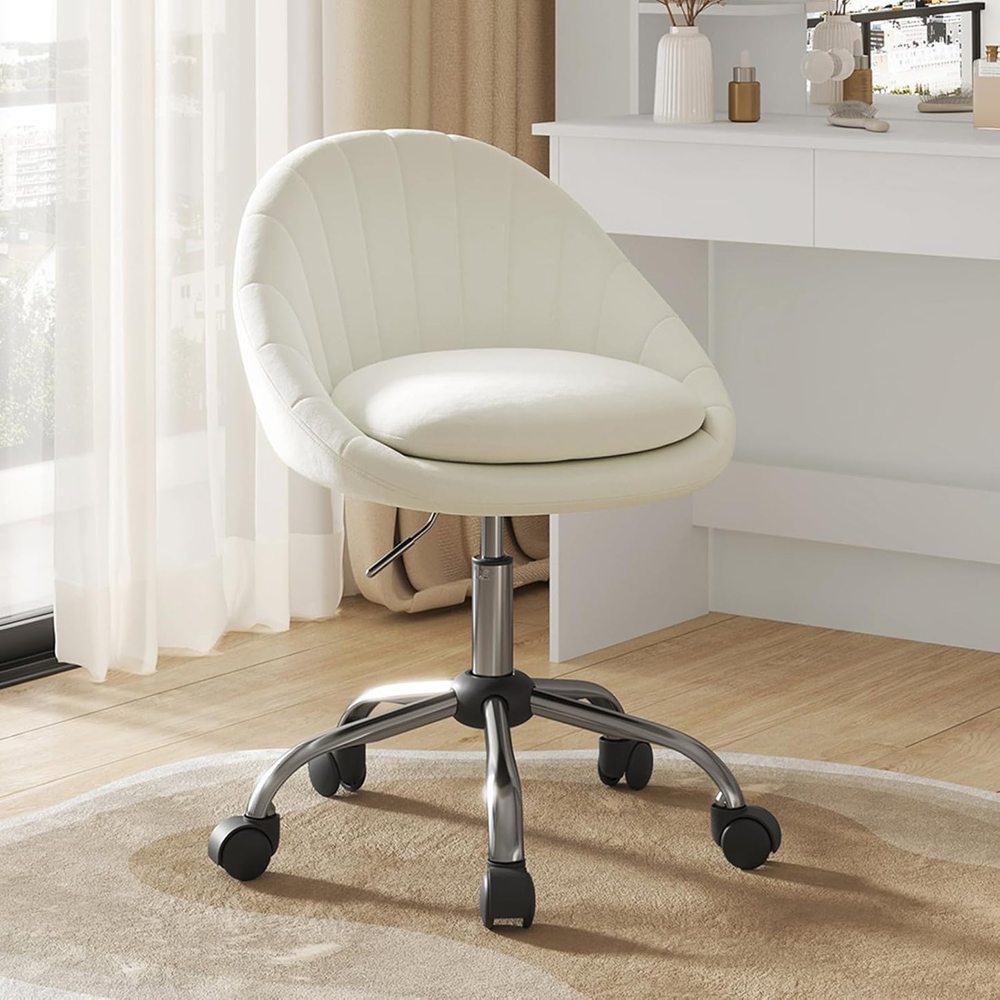 Ergonomischer Drehstuhl, Beige Samt
