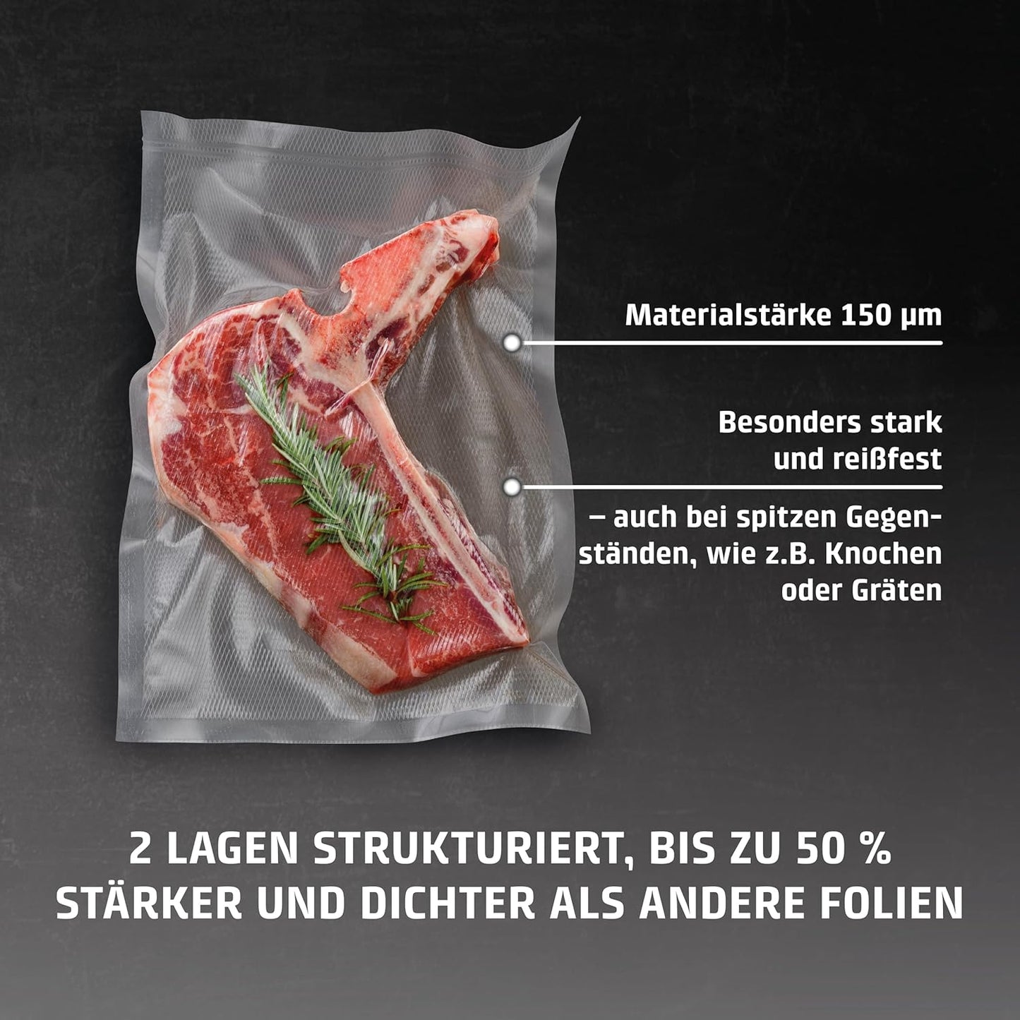 2er-Set Vakuumierbeutel-Rollen, Single 28x600 cm
