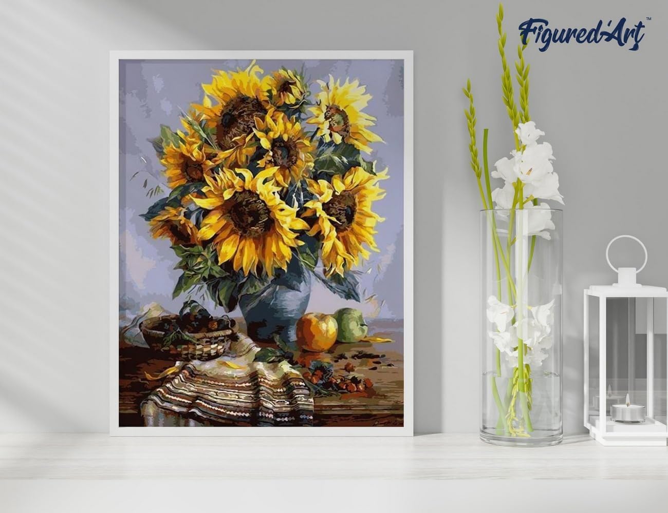 Malen nach Zahlen Set Sonnenblumenstrauss, Sonnenblumenstrauß 40x50cm Mit Keilrahmen (nicht gespannt)