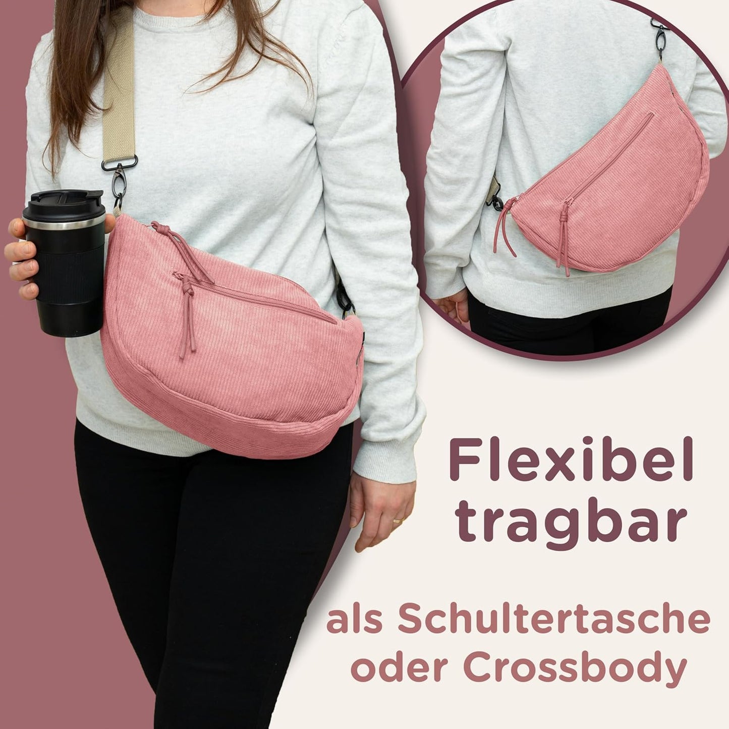 Wickeltasche Moon Bag, Pink- Moonbag M