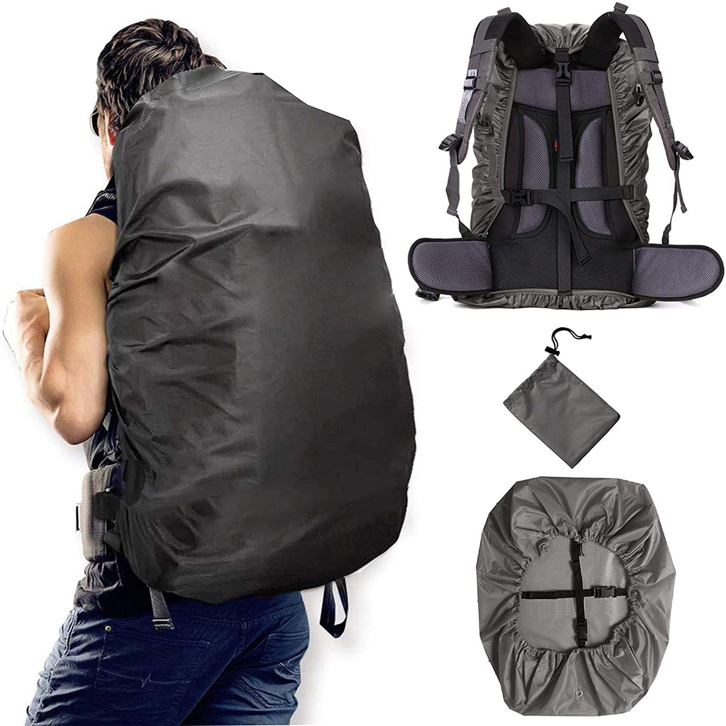 Rucksack-Regenschutz für grosse Rucksäcke, Schwarz/Black XXXL