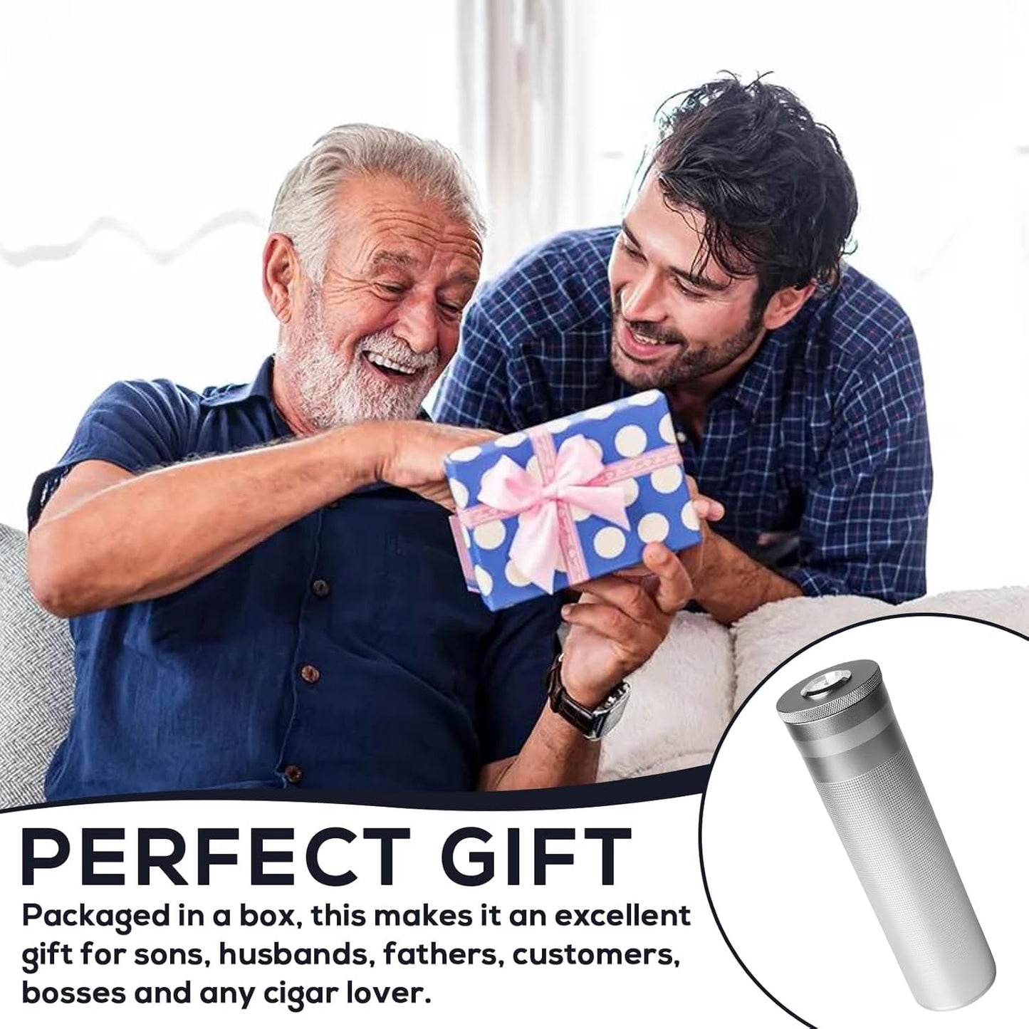 Zigarren-Etui mit Hygrometer, Silver