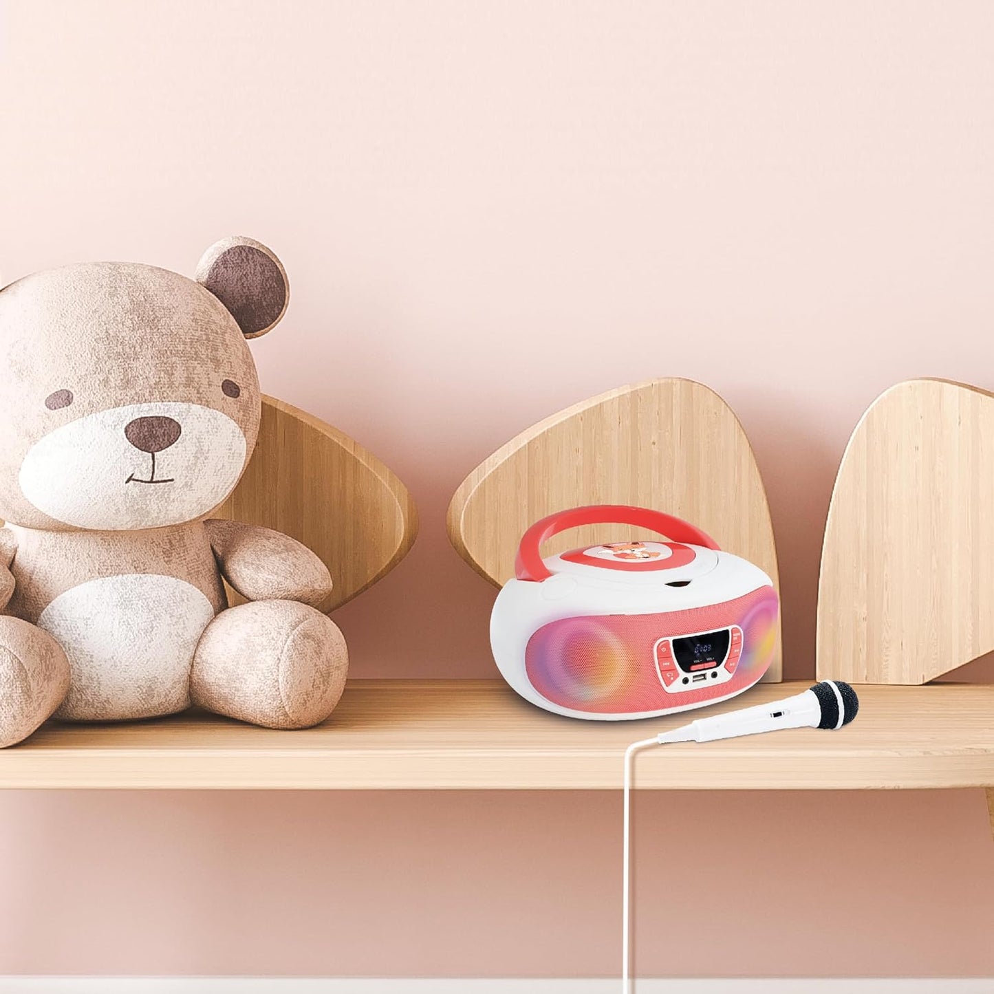 CD-Player mit Karaoke & Lichteffekten, White & Pink