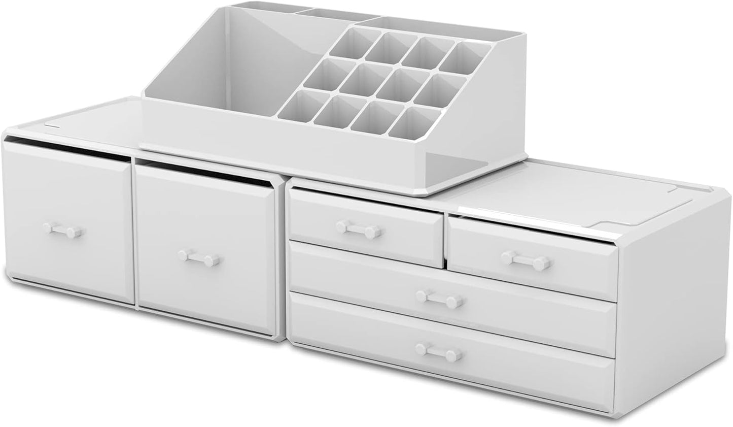 Makeup Organizer mit Schubladen, Weiss