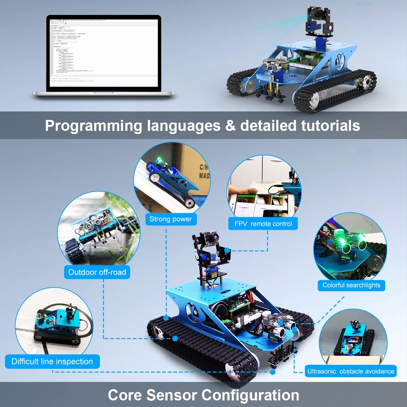 Raspberry Pi KI-Panzerroboter-Kit mit Kamera