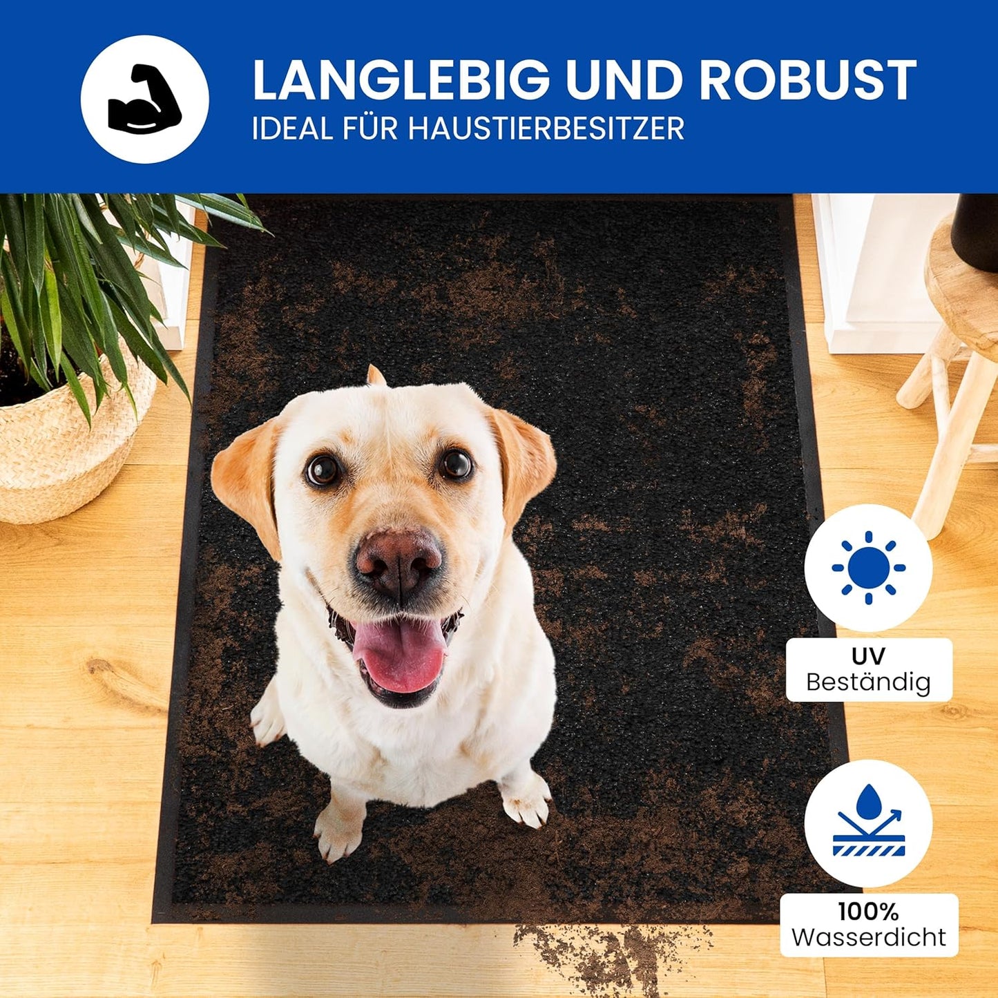 Rutschfeste Schmutzfangmatte, 70x120 cm, 70x120 Schwarz