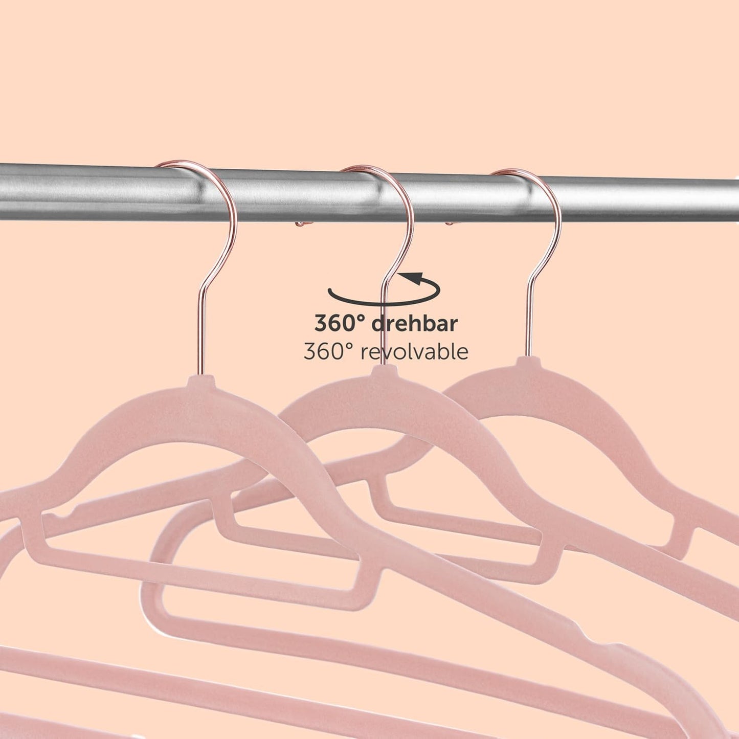 50-teiliges Kleiderbügel Set, 50 Stück / Rosa