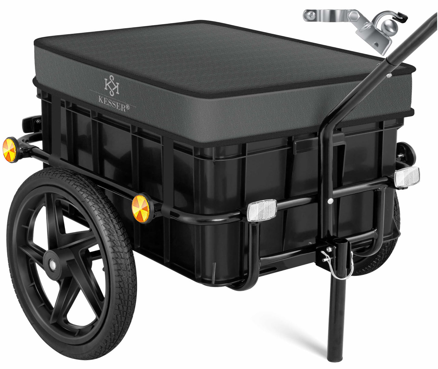 2-in-1 Fahrradanhänger und Handwagen mit Transportbox, Anthrazit