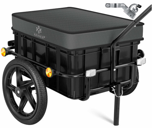 2-in-1 Fahrradanhänger und Handwagen mit Transportbox, Anthrazit