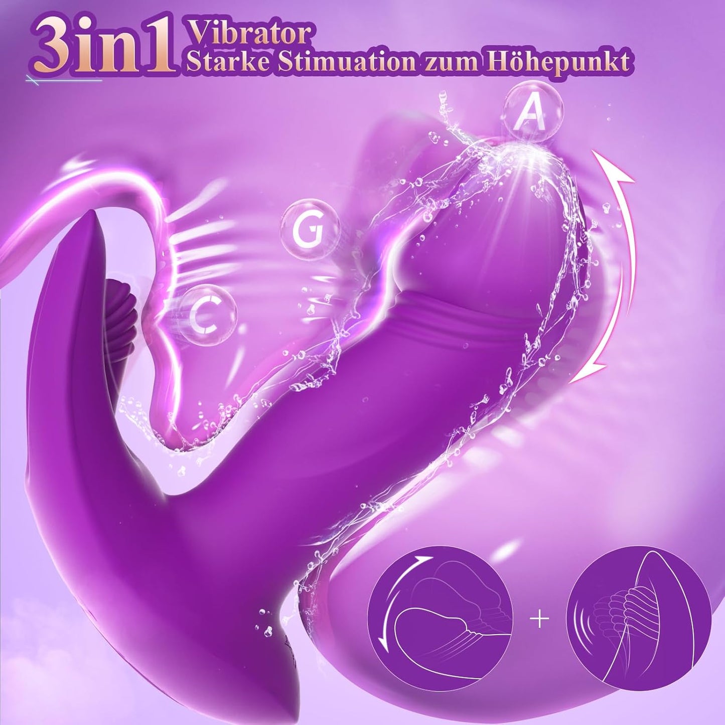 App-gesteuerter G-Punkt-Vibrator mit 9 Modi & Swing-Stossfunktion, Lila