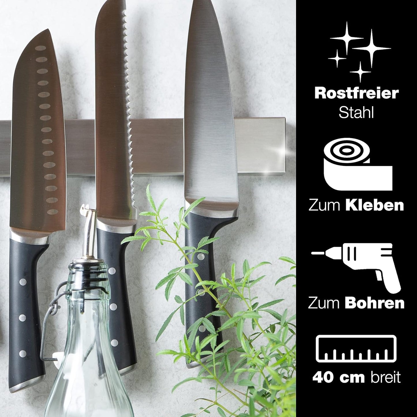 2-teiliges magnetisches Messerleisten-Set, 2 Stück